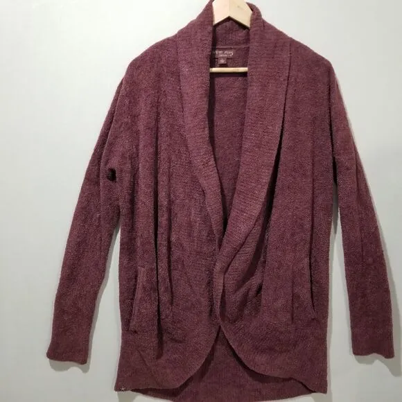 Barefoot Dreams CozyChic Lite Circle Cardi 423 Large Cardigan Burgundy Sweater