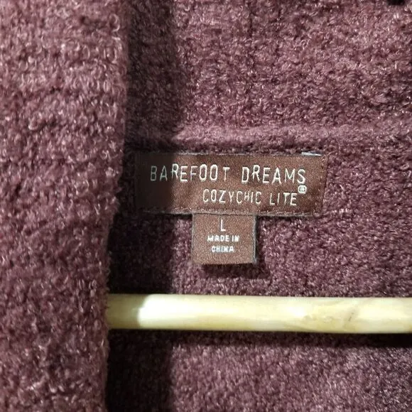 Barefoot Dreams CozyChic Lite Circle Cardi 423 Large Cardigan Burgundy Sweater