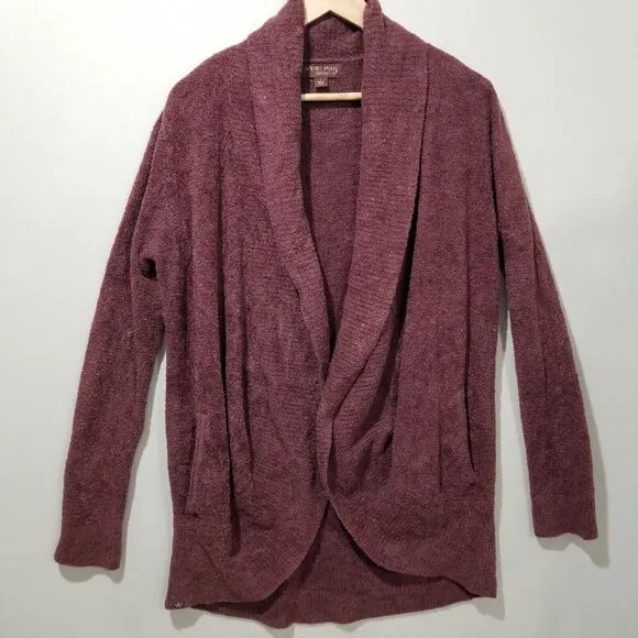Barefoot Dreams CozyChic Lite Circle Cardi 423 Large Cardigan Burgundy Sweater