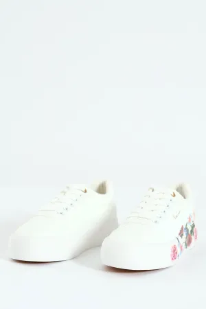 Bouquet 1 Floral Lace Up Platform Sneaker - White