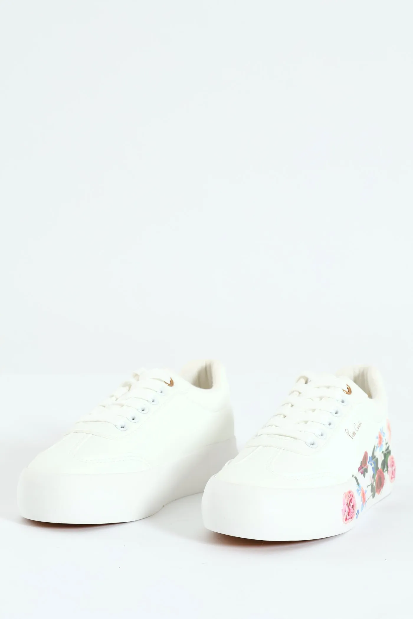 Bouquet 1 Floral Lace Up Platform Sneaker - White