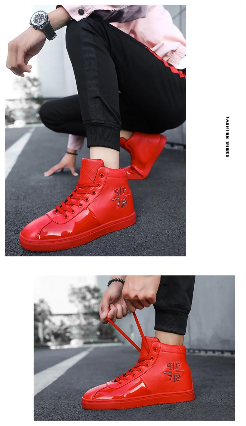Chaussures PP Mode luxe Brillantes / Chaussures Hommes luxe chic PP / Sneakers High top British Design