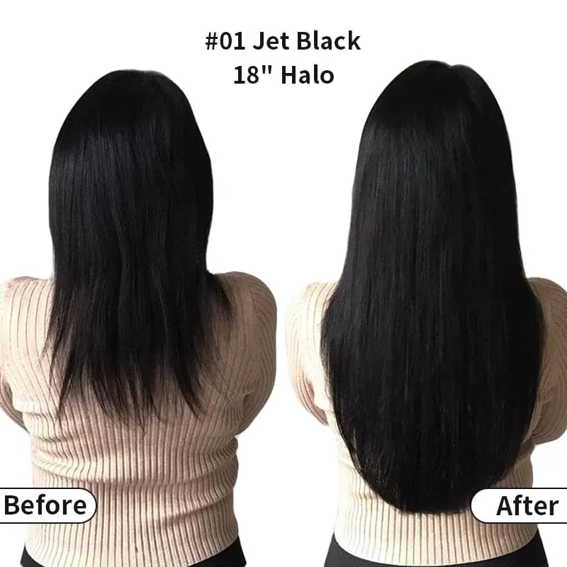 Halo Human Hair Extensions For Thin Hair Full Volume All Shades