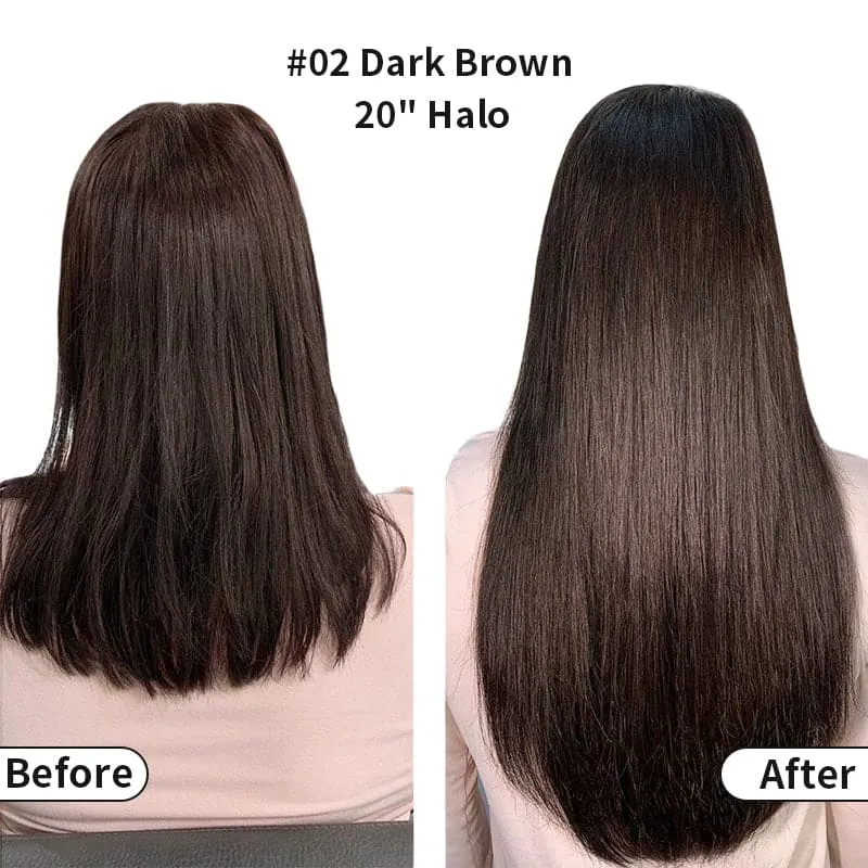Halo Human Hair Extensions For Thin Hair Full Volume All Shades