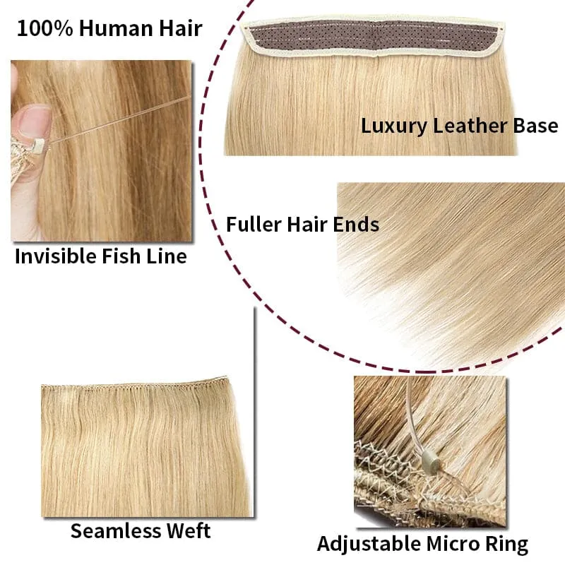 Halo Human Hair Extensions For Thin Hair Full Volume All Shades