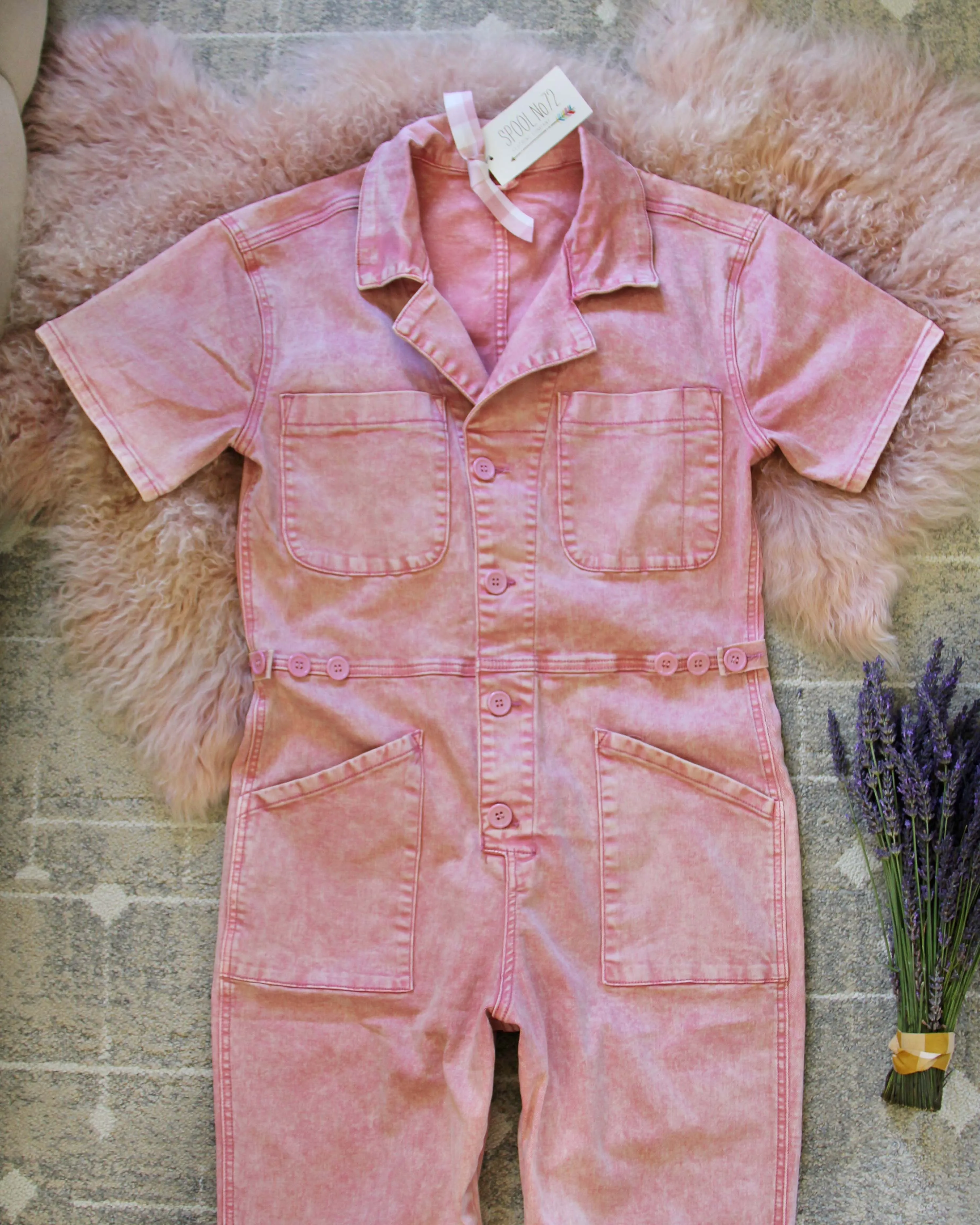 Lavender Farm Coveralls in Pink