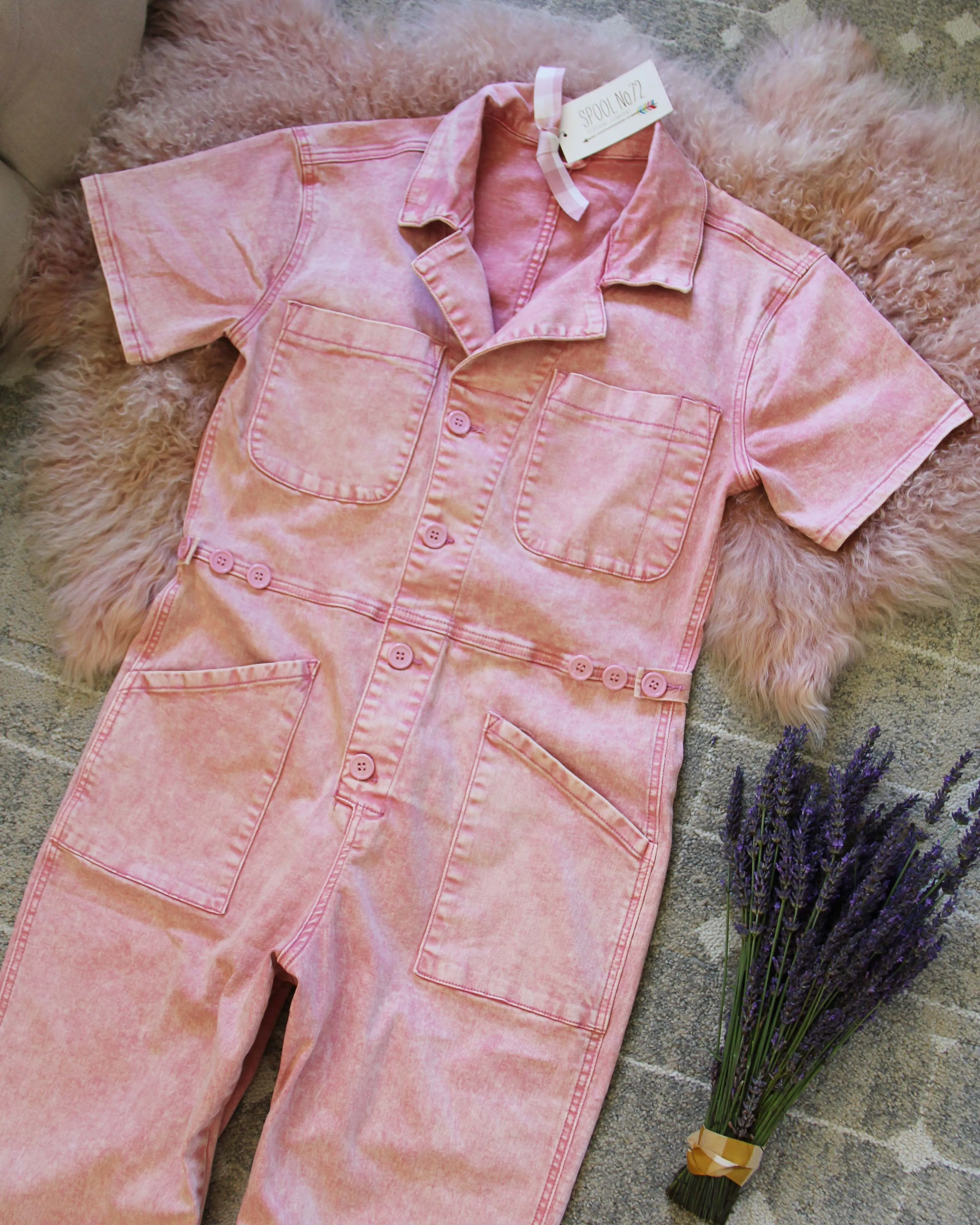 Lavender Farm Coveralls in Pink