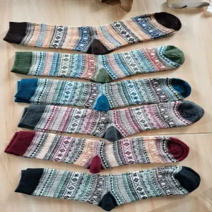 Loritta 6 Pairs Mens Wool Socks Winter Warm Thick Socks Knit Causal Crew Socks for Men