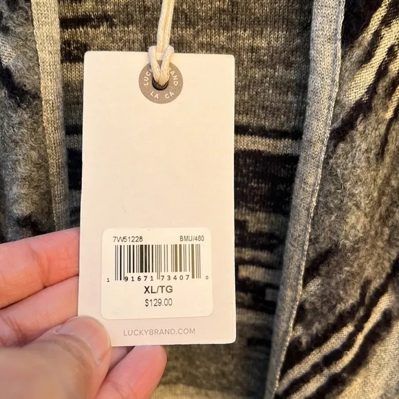 Lucky Brand Open Front Cardigan size XL Aztec Southwestern Boho Hippie New