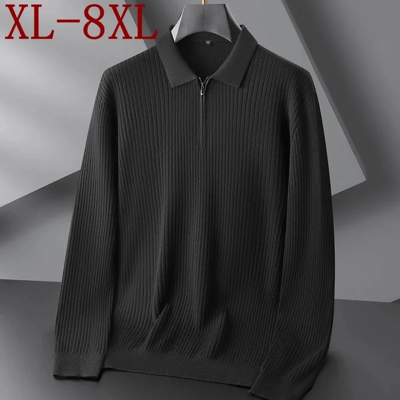 Obsidian Phoenix Luxury Thermal Sweater - High-End Soft Warm Men’s Long Sleeve Lapel Pullover in Sizes Up to 8XL