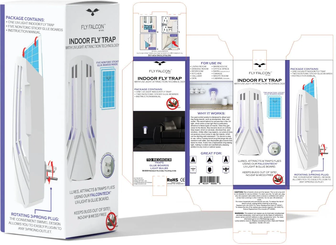 Plug in Flying Insect Trap with UV Light Lure - Perfect for Mosquito, Gnats, Moths, Flies & Fleas