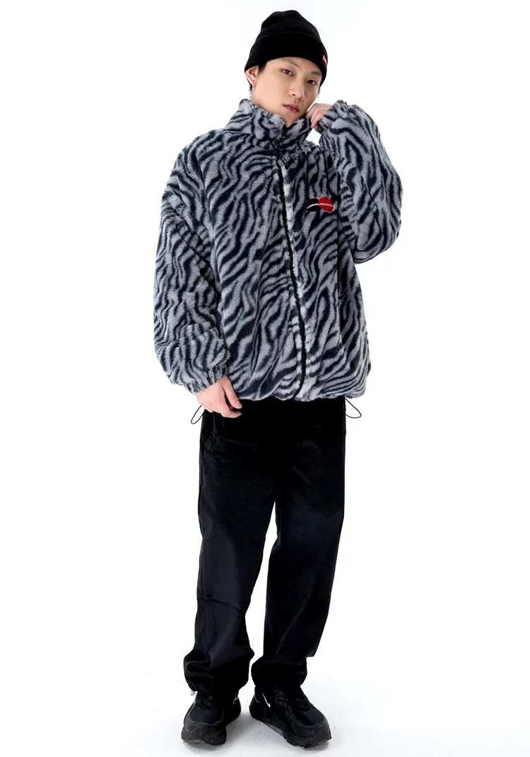 "ORIGINAL" Veste Gilet en fourrure Zébré Gris - URB1™