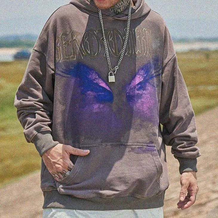 "SRTO" Sweat-shirt hoodie à capuche Marron délavé imprimé - URB1™