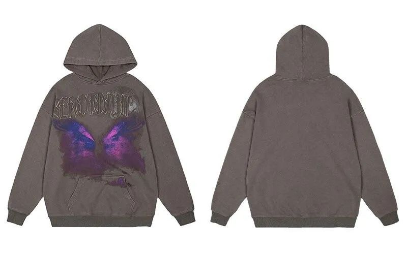 "SRTO" Sweat-shirt hoodie à capuche Marron délavé imprimé - URB1™