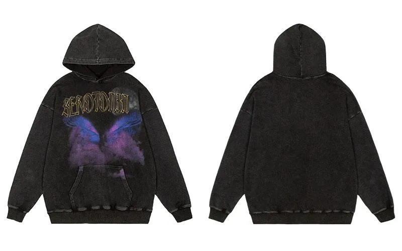 "SRTO" Sweat-shirt hoodie à capuche Marron délavé imprimé - URB1™