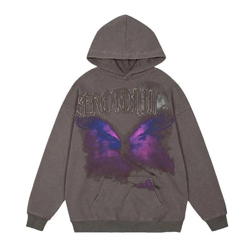 "SRTO" Sweat-shirt hoodie à capuche Marron délavé imprimé - URB1™