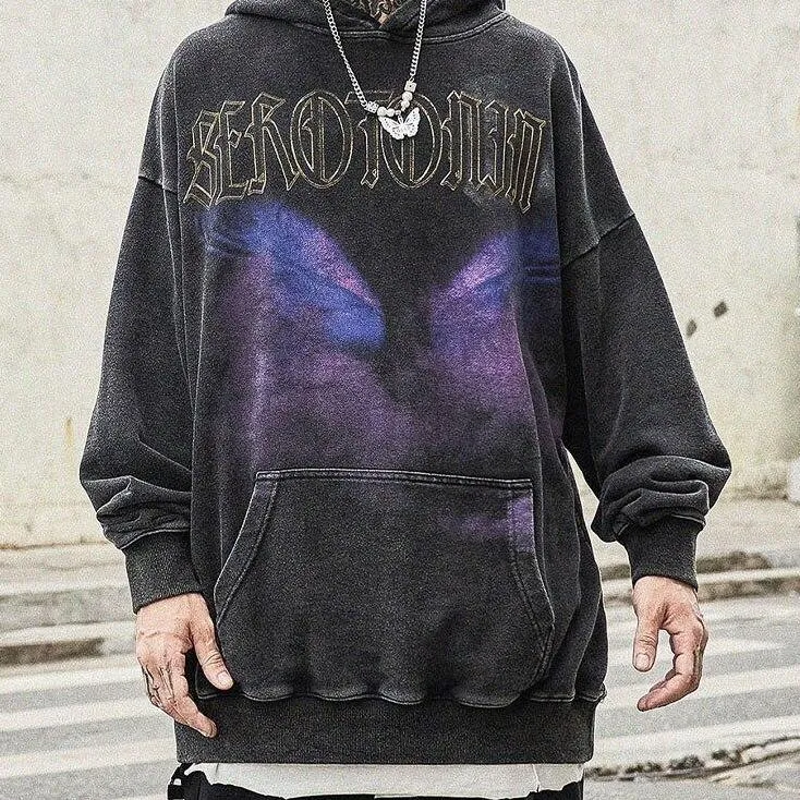 "SRTO" Sweat-shirt hoodie à capuche Marron délavé imprimé - URB1™