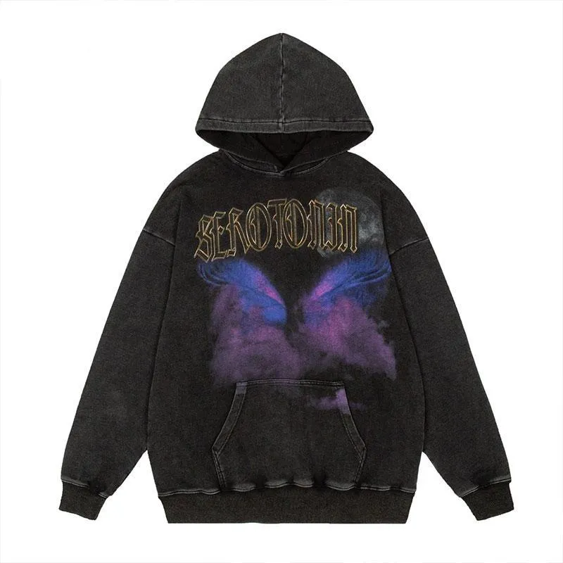 "SRTO" Sweat-shirt hoodie à capuche Marron délavé imprimé - URB1™