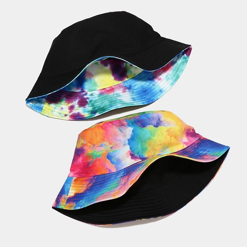 "TIE AND DYE" Chapeau Bob Imprimé Bleu Foncé - URB1™