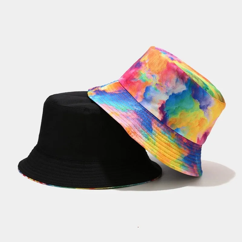"TIE AND DYE" Chapeau Bob Imprimé Bleu Foncé - URB1™