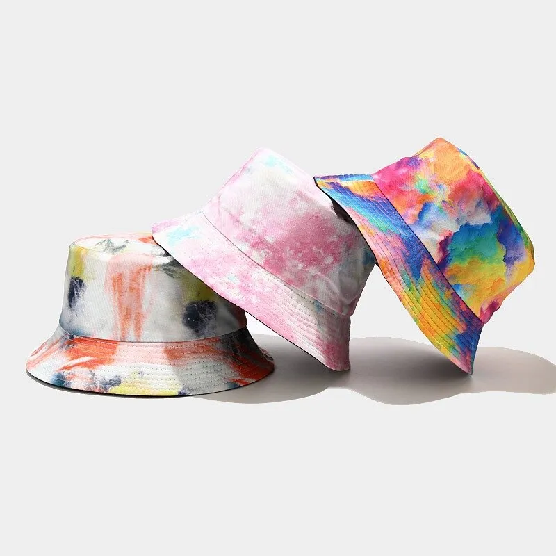 "TIE AND DYE" Chapeau Bob Imprimé Bleu Foncé - URB1™