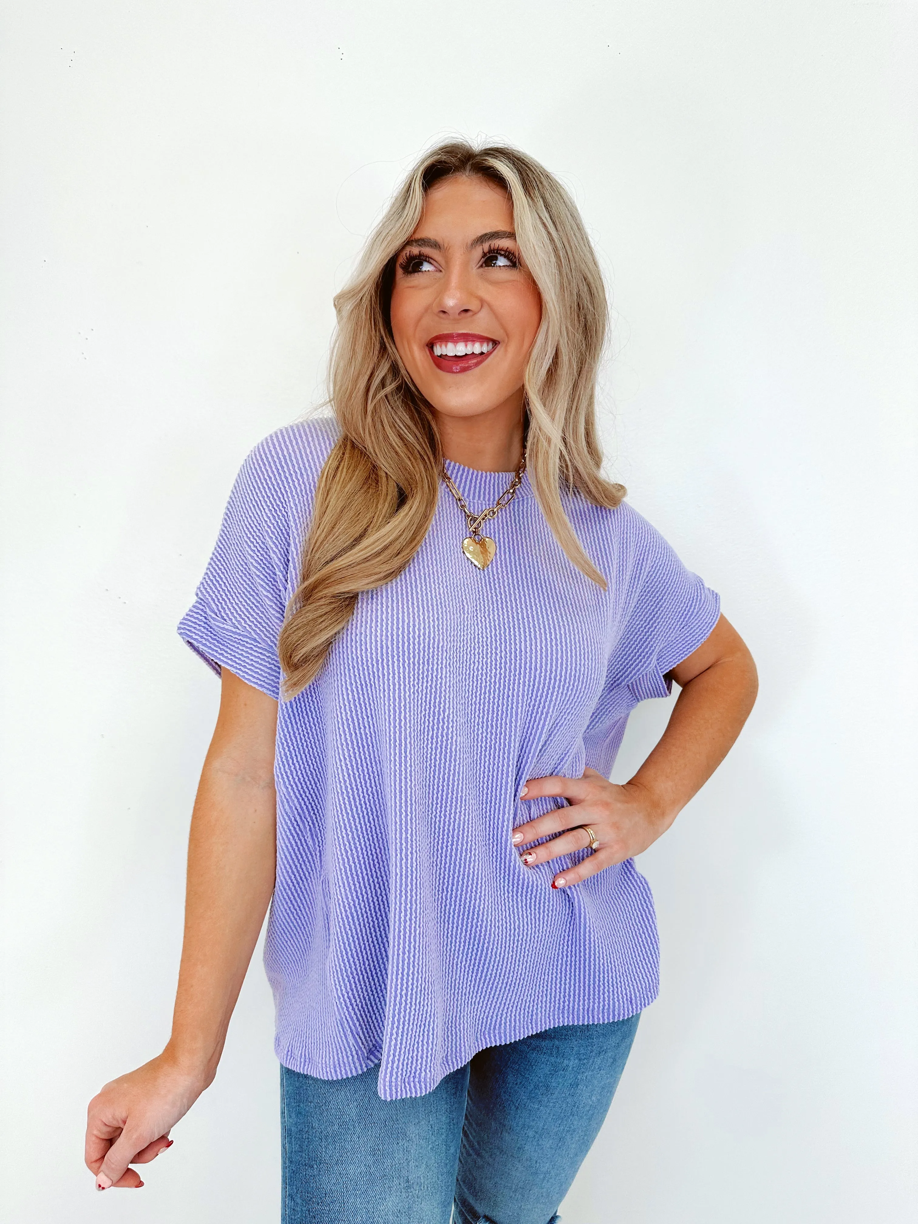 Raven Ribbed Oversized Top - Lavender