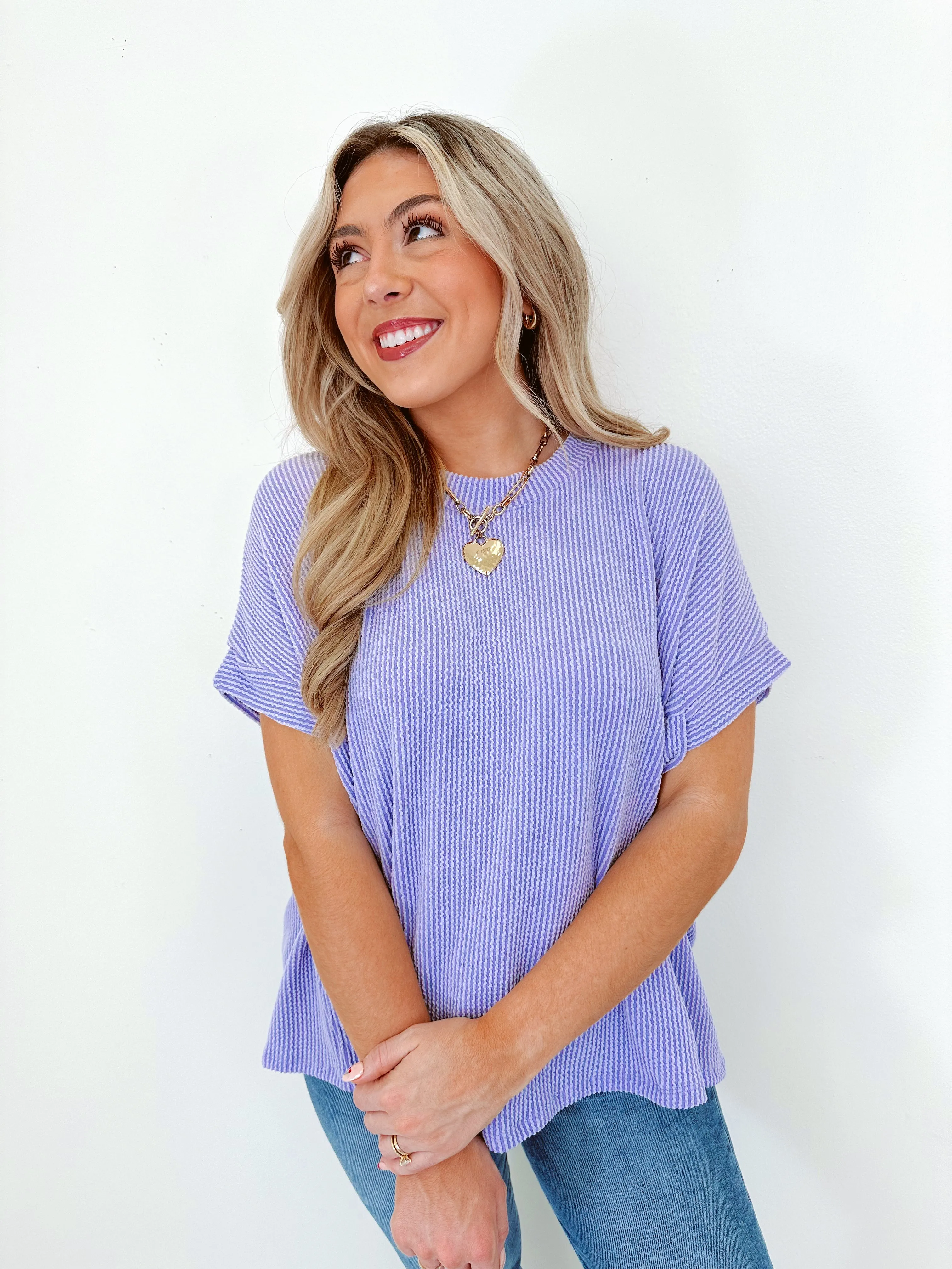 Raven Ribbed Oversized Top - Lavender