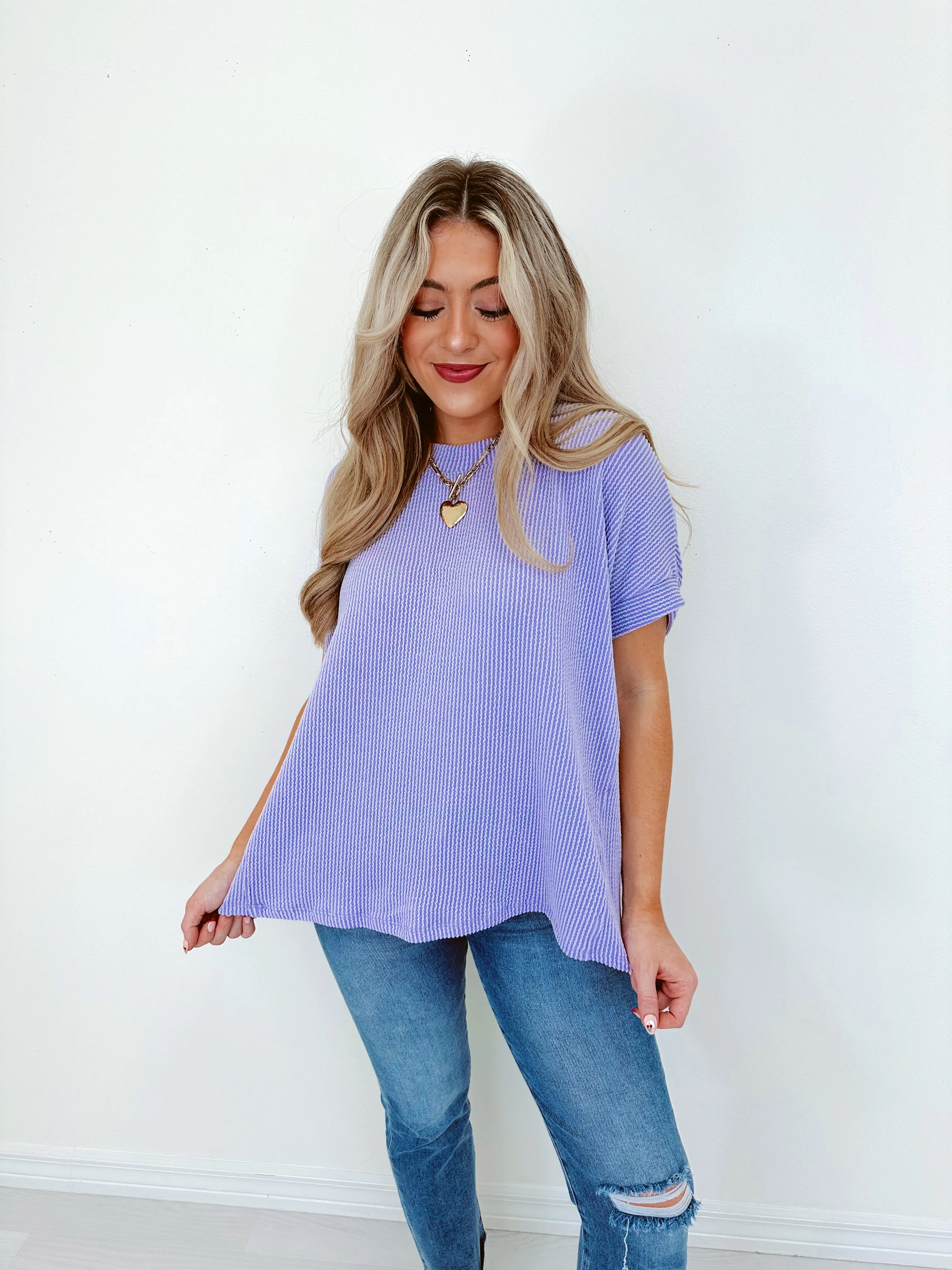 Raven Ribbed Oversized Top - Lavender
