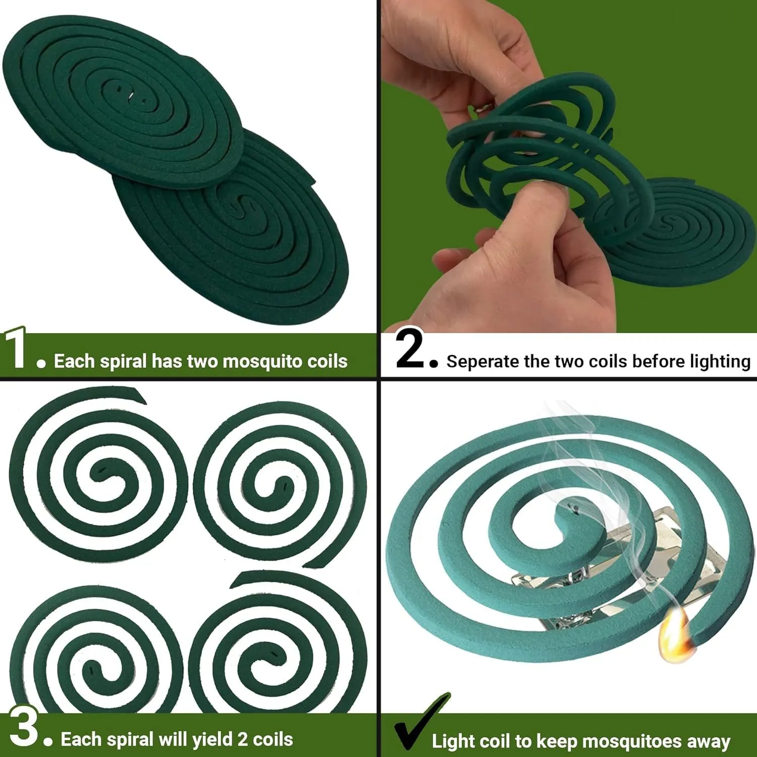 W4W Mosquito Repellent Coils - Outdoor Use Reaches Up to 10 feet - Each Burns for 5-7 Hours