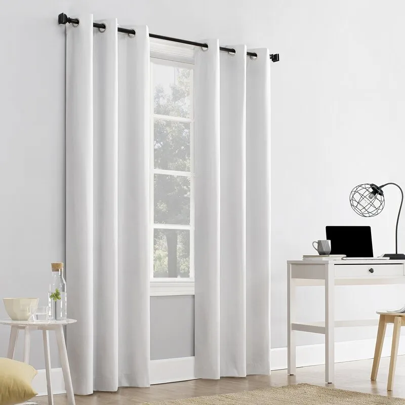 Wayfair basics Solid Max Blackout Thermal Grommet Curtains, White! 50x84 per panel! Retails $180  Winner can purchase 2nd set at winning bid!