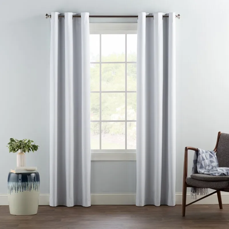 Wayfair basics Solid Max Blackout Thermal Grommet Curtains, White! 50x84 per panel! Retails $180  Winner can purchase 2nd set at winning bid!