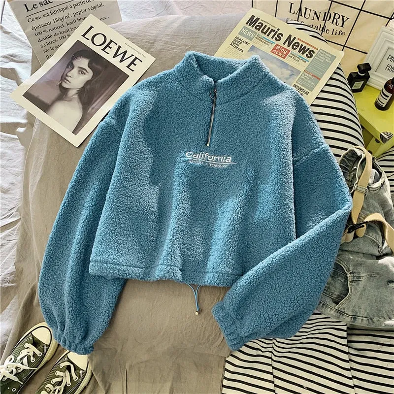 Women's Cashmere Zipper Collar Sweatshirts