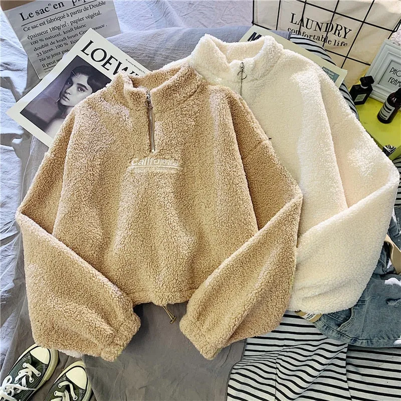 Women's Cashmere Zipper Collar Sweatshirts