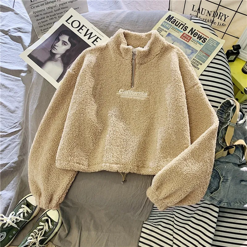 Women's Cashmere Zipper Collar Sweatshirts